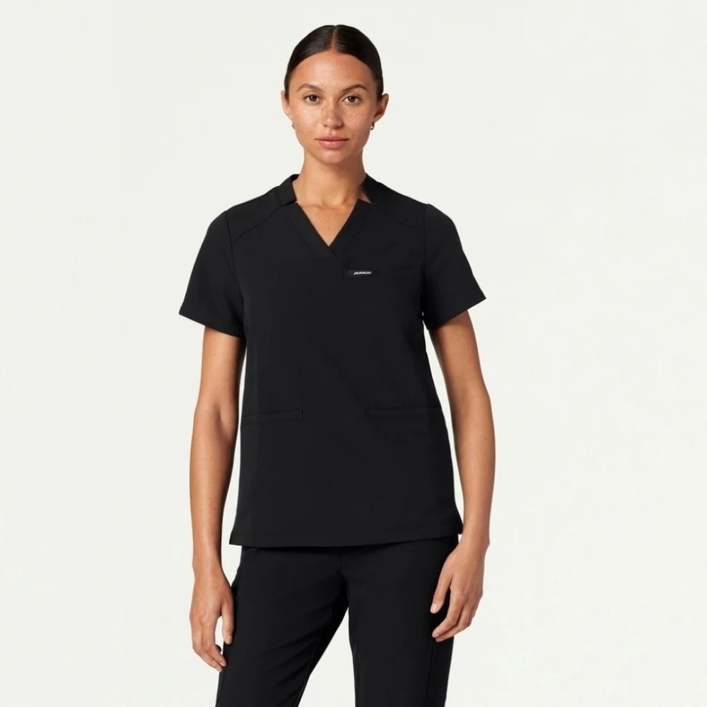 Jaanuu Helia Notched V-Neck Scrub Top Size Small